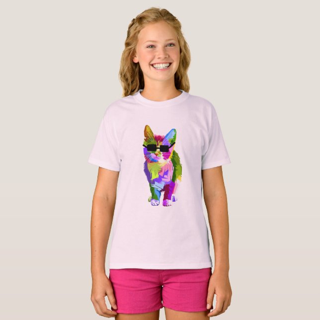 Modern art cool pop art kitty cat T-Shirt (Front Full)