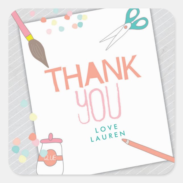 Modern art & Craft Party Sticker (Front)