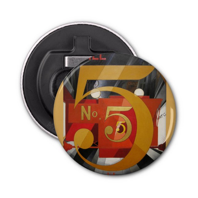 Modern Art Cubist Demuth Figure 5 in Gold Bottle Opener (Front)