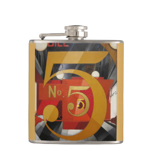 Modern Art Cubist Demuth Figure 5 in Gold Hip Flask