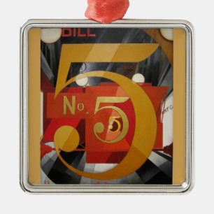 Modern Art Cubist Demuth Figure 5 in Gold Metal Tree Decoration