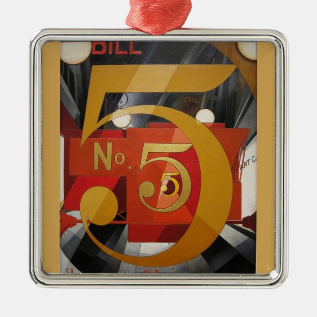 Modern Art Cubist Demuth Figure 5 in Gold Metal Tree Decoration (Front)