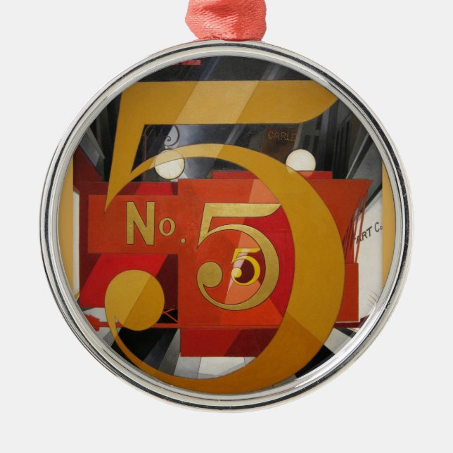 Modern Art Cubist Demuth Figure 5 in Gold Metal Tree Decoration (Front)