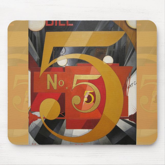 Modern Art Cubist Demuth Figure 5 in Gold Mouse Mat (Front)
