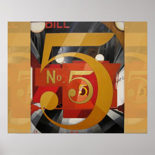 Modern Art Cubist Demuth Figure 5 in Gold Poster (Front)