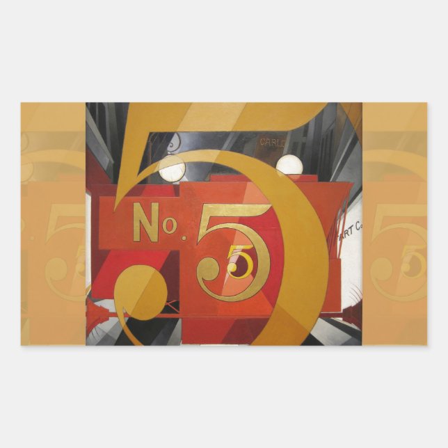 Modern Art Cubist Demuth Figure 5 in Gold Rectangular Sticker (Front)