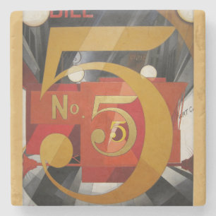 Modern Art Cubist Demuth Figure 5 in Gold Stone Coaster