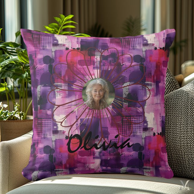 Modern Art Custom Photo Pillow in Purple Abstract (Creator Uploaded)