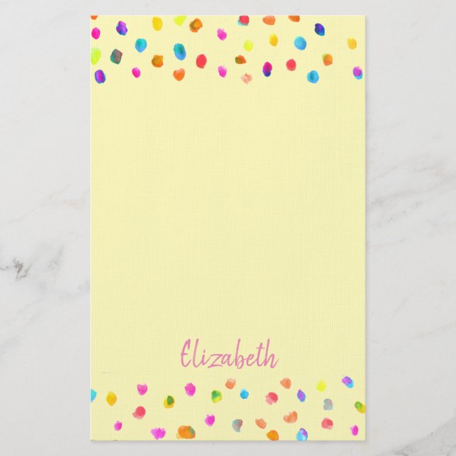 Modern art cute dots girl personalised stationery (Front)