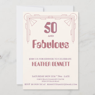 Modern Art Deco 50 and Fabulous Birthday Invitation