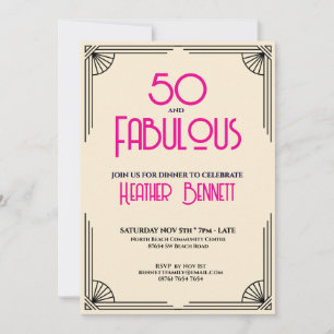 Modern Art Deco 50 and Fabulous Birthday Invitation