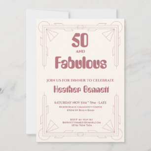 Modern Art Deco 50 and Fabulous Birthday Invitation