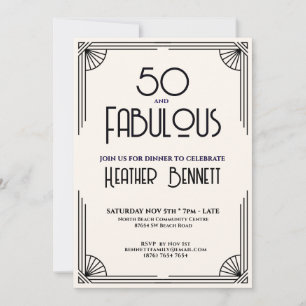 Modern Art Deco 50 and Fabulous Birthday Invitation