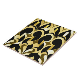 Modern Art Deco Black Gold Collection Tile