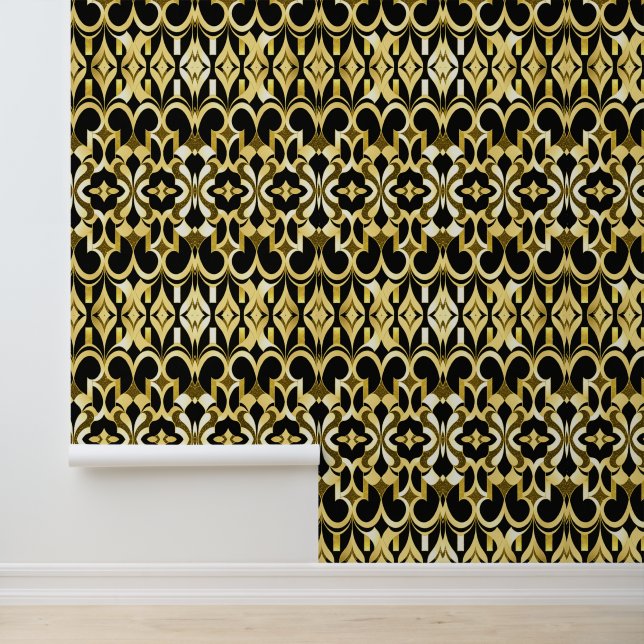 Modern Art Deco Black Gold Collection Wallpaper (Application)
