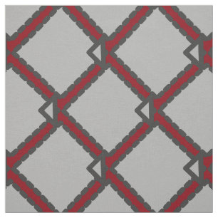 Modern Art Deco Black, Grey, and Red Fabric