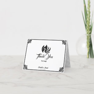 Modern Art Deco Black Swan Photo Wedding Thank You Card