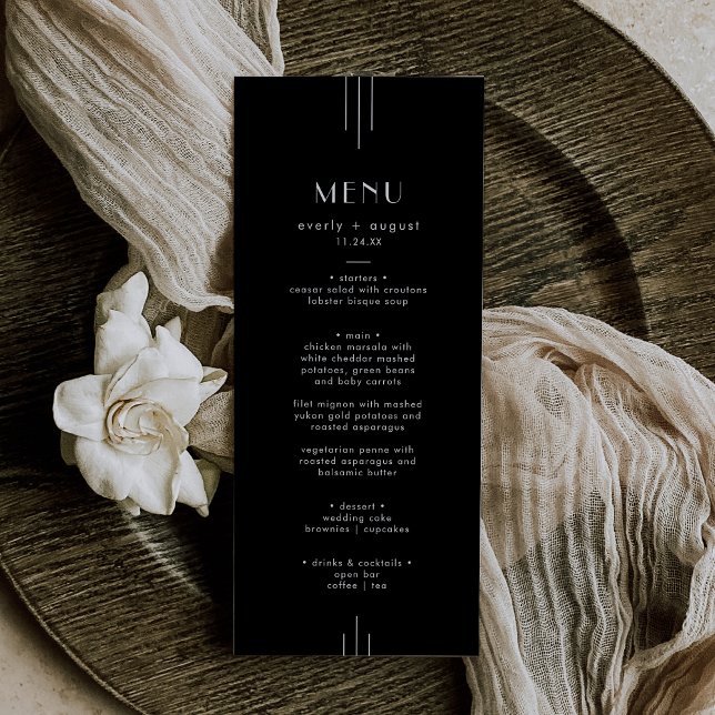 Modern Art Deco Black Wedding Menu / EVERLY Suite (Modern Art Deco Black Wedding Menu / EVERLY Suite)