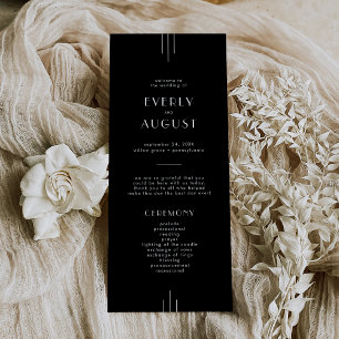 Modern Art Deco Black Wedding Program / EVERLY Programme