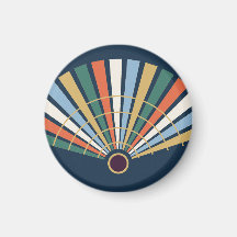 Modern Art Deco fan in Navy and Jade