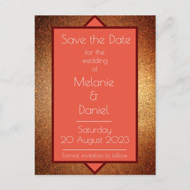 Modern Art Deco Gatsby Glitter Save the Day Postcard (Front)