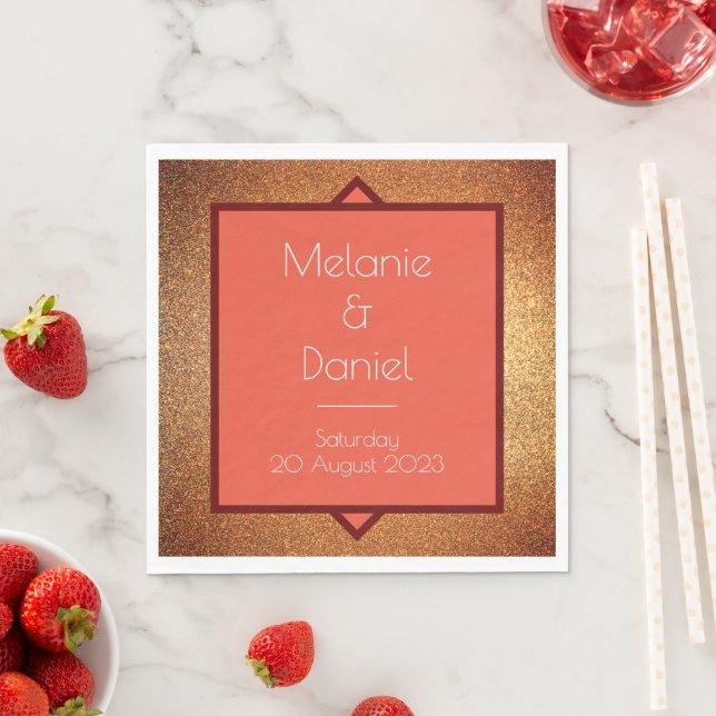 Modern Art Deco Gatsby Glitter Wedding  Napkin (Insitu)