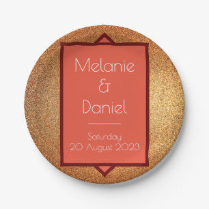 Modern Art Deco Gatsby Glitter Wedding Paper Plate