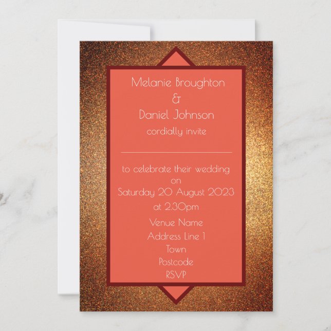 Modern Art Deco Gatsby Glittery Wedding Invitation (Front)