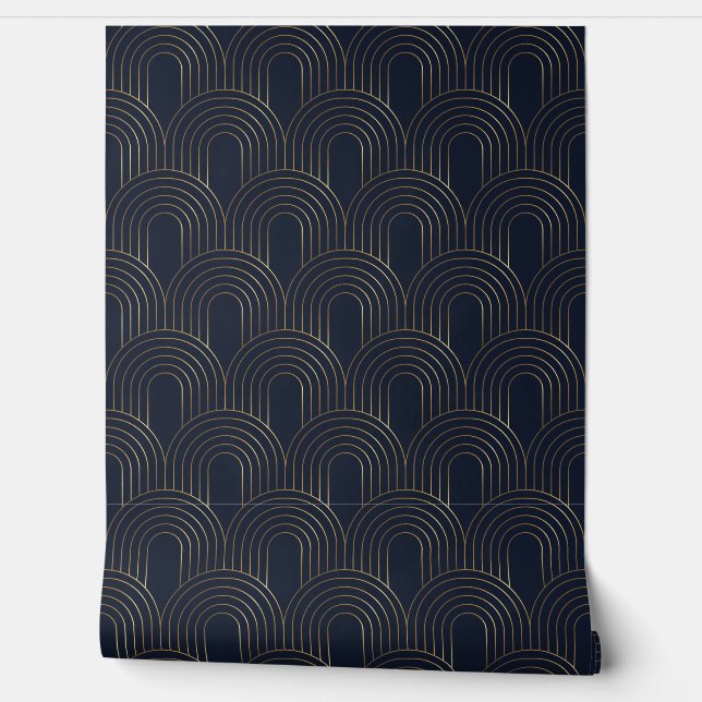 Modern Art Deco Geometric Arch Scallop Wallpaper (Unrolling)