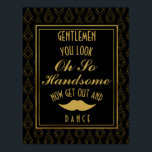 Modern art deco Gold & Black GENTLEMEN BATHROOM Poster<br><div class="desc">Elegant art deco Gold & Black GENTLEMEN BATHROOM wedding sign</div>