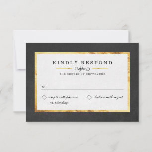 Modern Art Deco Gold & Black RSVP Cards