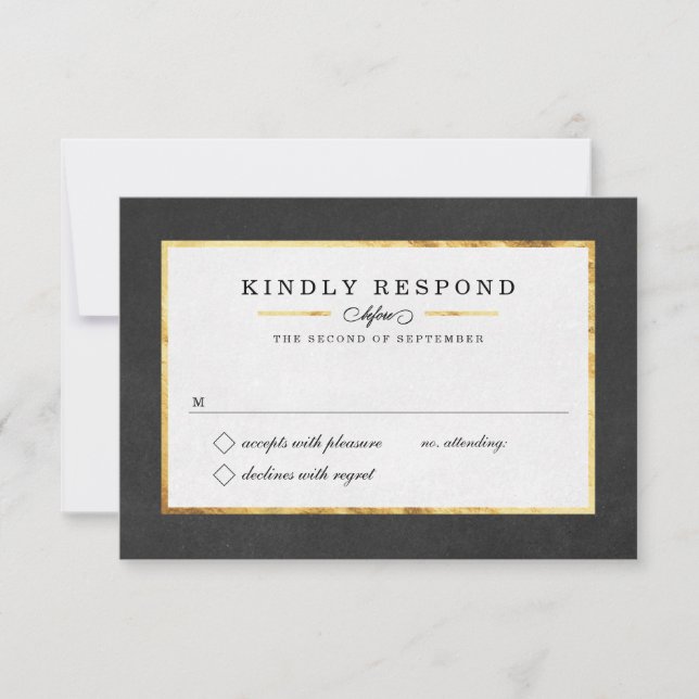 Modern Art Deco Gold & Black RSVP Cards (Front)