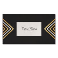 Modern Art Deco Gold White Chevron Black