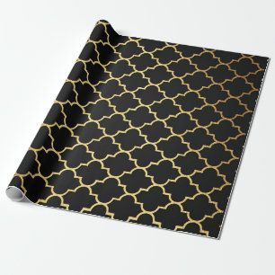 Modern Art Deco Golden Black Geometric Vip Wrapping Paper