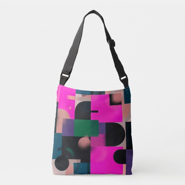 Modern Art Deco Green Floral Pattern Crossbody Bag (Front)