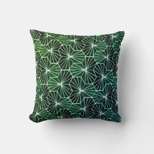 Modern Art Deco Green White Geometric Pattern Cushion