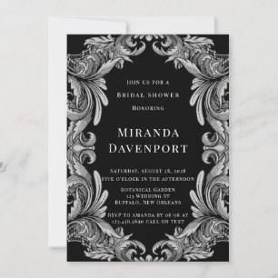 Modern Art Deco Leaf Bridal Shower Invitation