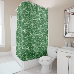 Modern Art Deco Lime Green Geometrical Pattern Shower Curtain
