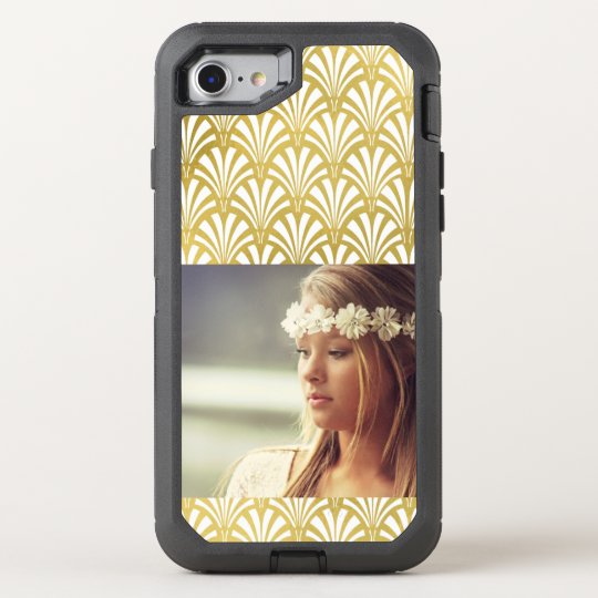 Modern Art Deco Pattern | Faux Gold with Photo OtterBox Defender iPhone 8/7 Case