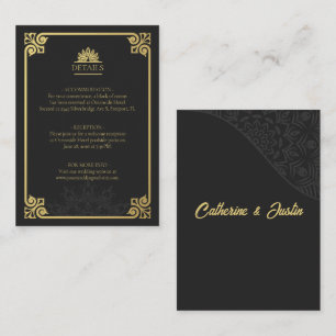 Modern Art Deco Peacock Gold and Black Details Enclosure Card