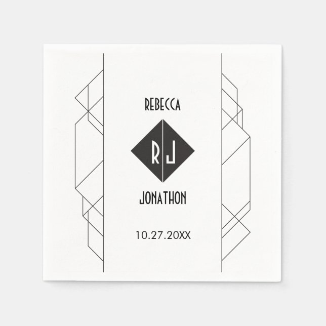 Modern Art Deco Reception Napkins (Front)