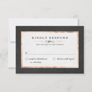 Modern Art Deco Rose Gold & Black RSVP Cards