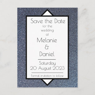 Modern Art Deco Silver Giltter Save the Day Postcard