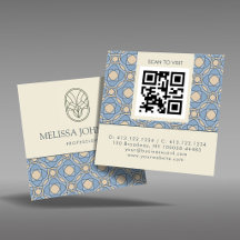 Modern Art Deco Square QR Code Business Card