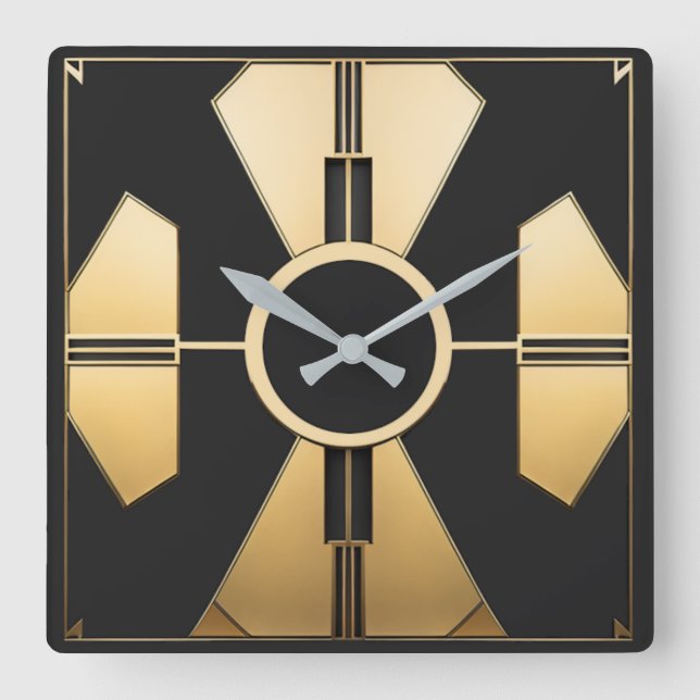 Modern Art Deco Square Wall Clock (Front)