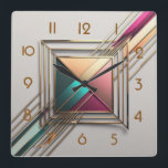 Modern Art Deco Square Wall Clock<br><div class="desc">Great clock design. You will love it like others. Be free to use this design for other product you like or to customise and add your text. Follow me for more. Thank you. Have a nice day.</div>