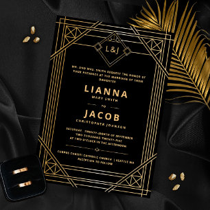 Modern Art Deco Wedding Invitation