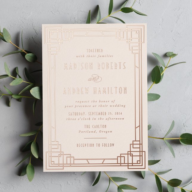Modern Art Deco Wedding Ivory and Rose Gold (Creator Uploaded)