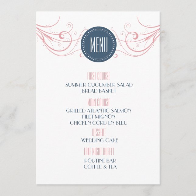 Modern Art Deco Wedding Menu (Front)