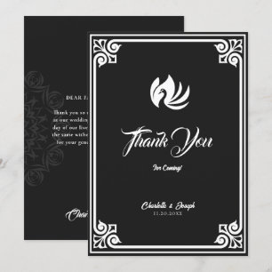 Modern Art Deco White Swan Wedding Thank You Card